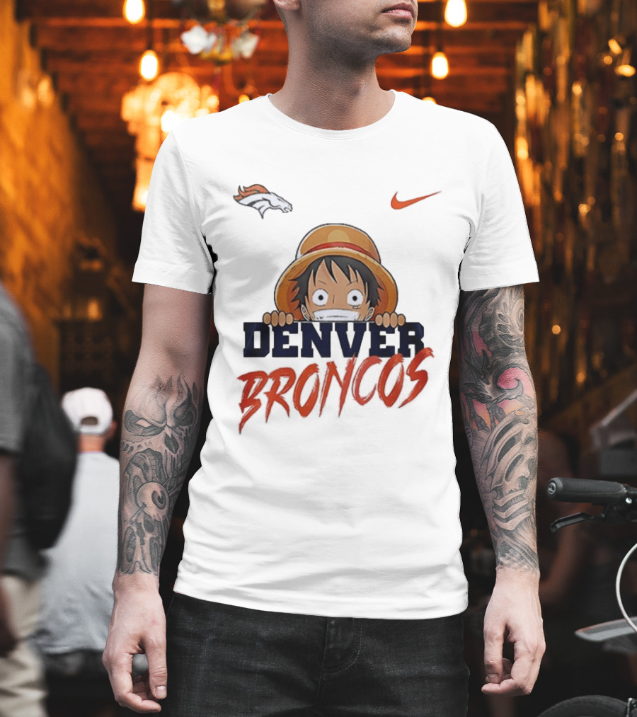 Denver Broncos One Piece Monkey D Luffy Anime Crossover Nike Collaboration T-Shirt