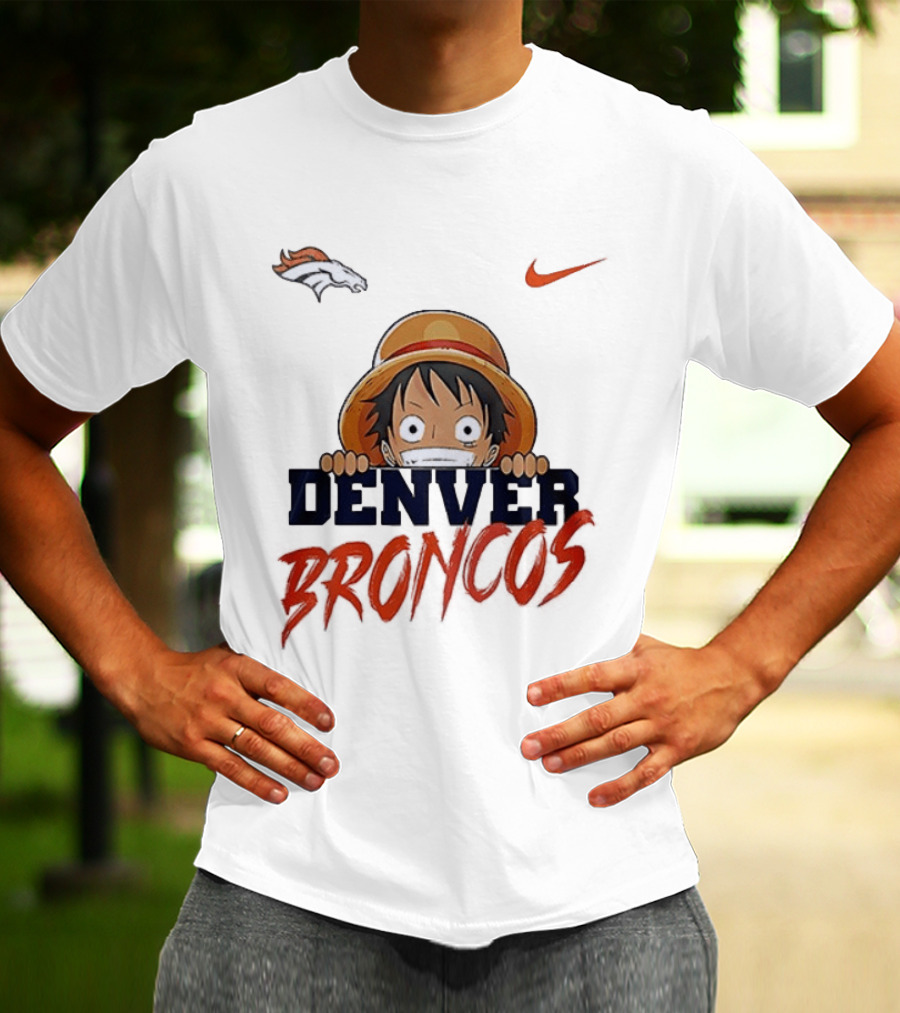 Denver Broncos One Piece Monkey D Luffy Anime Crossover Nike Collaboration T-Shirt