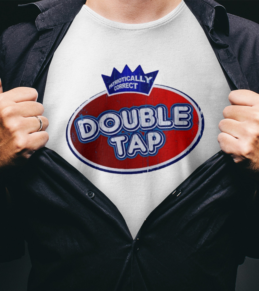 Patriotically Correct Double Tap Oval Design With Crown T-Shirt