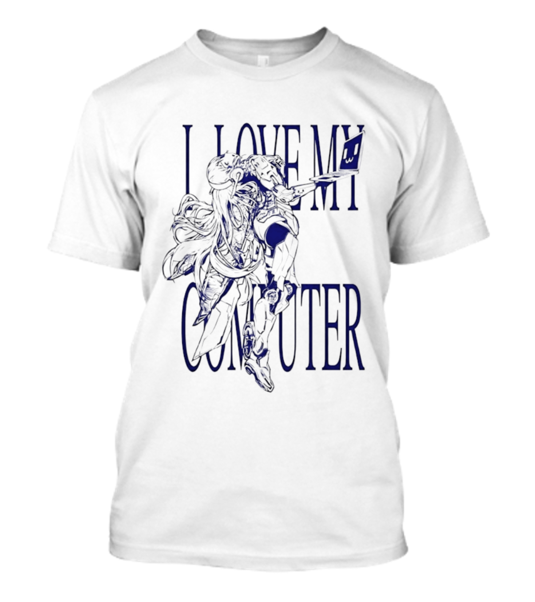 I Love My Computer Anime Character Technology T-Shirt