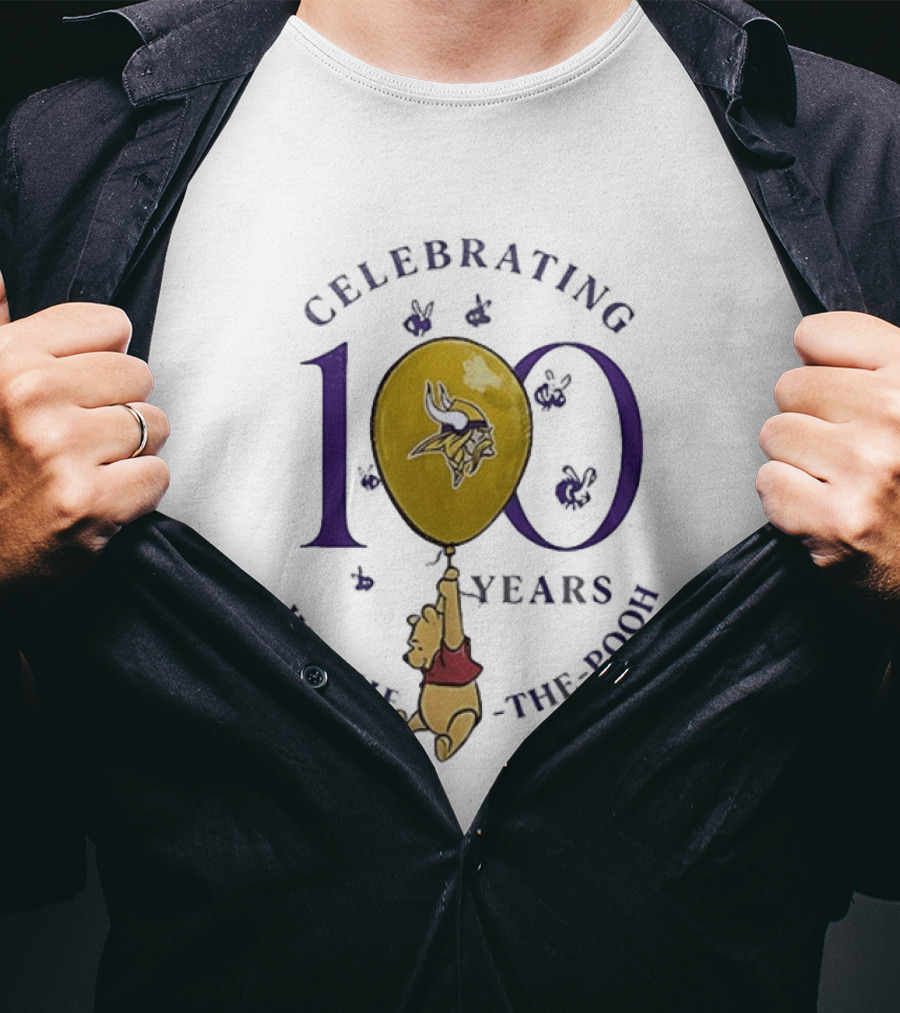 Celebrating 100 Years Minnesota Vikings Winnie The Pooh Anniversary T-Shirt