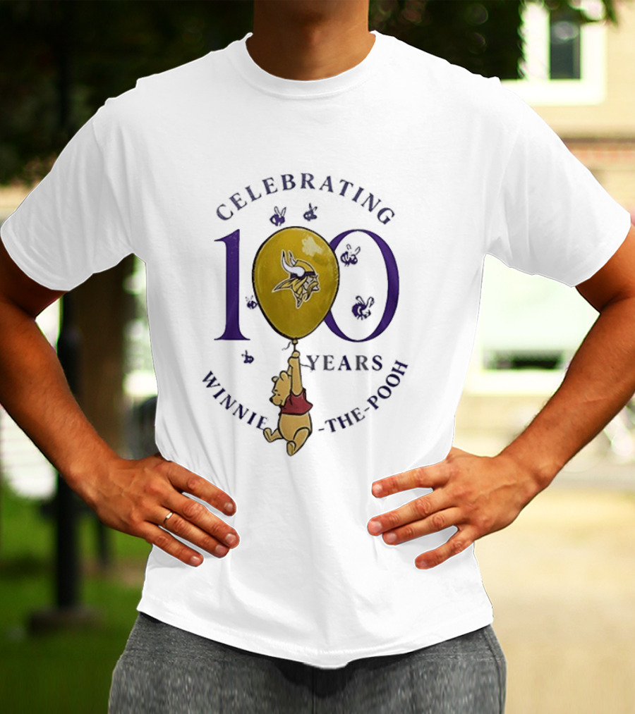 Celebrating 100 Years Minnesota Vikings Winnie The Pooh Anniversary T-Shirt