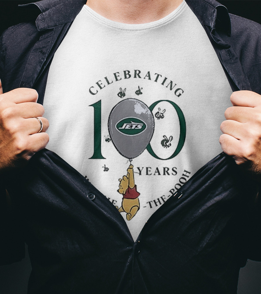 New York Jets Winnie The Pooh 100th Anniversary Celebration Balloon T-Shirt