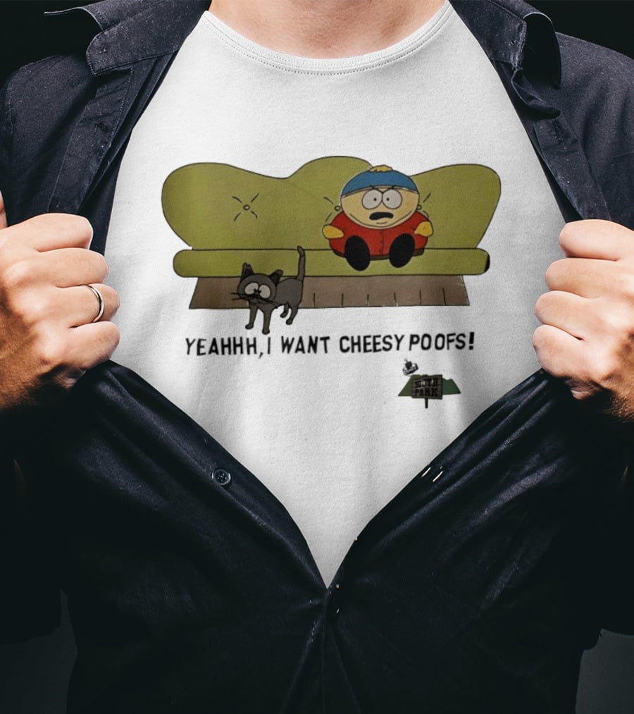 South Park Yeahhh I Want Cheesy Poofs Couch Cat Cartman T-Shirt