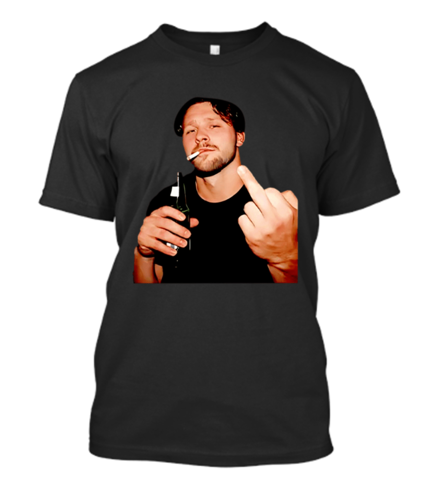 Josh Allen Smoking And Holding Beer Middle Finger T-Shirt