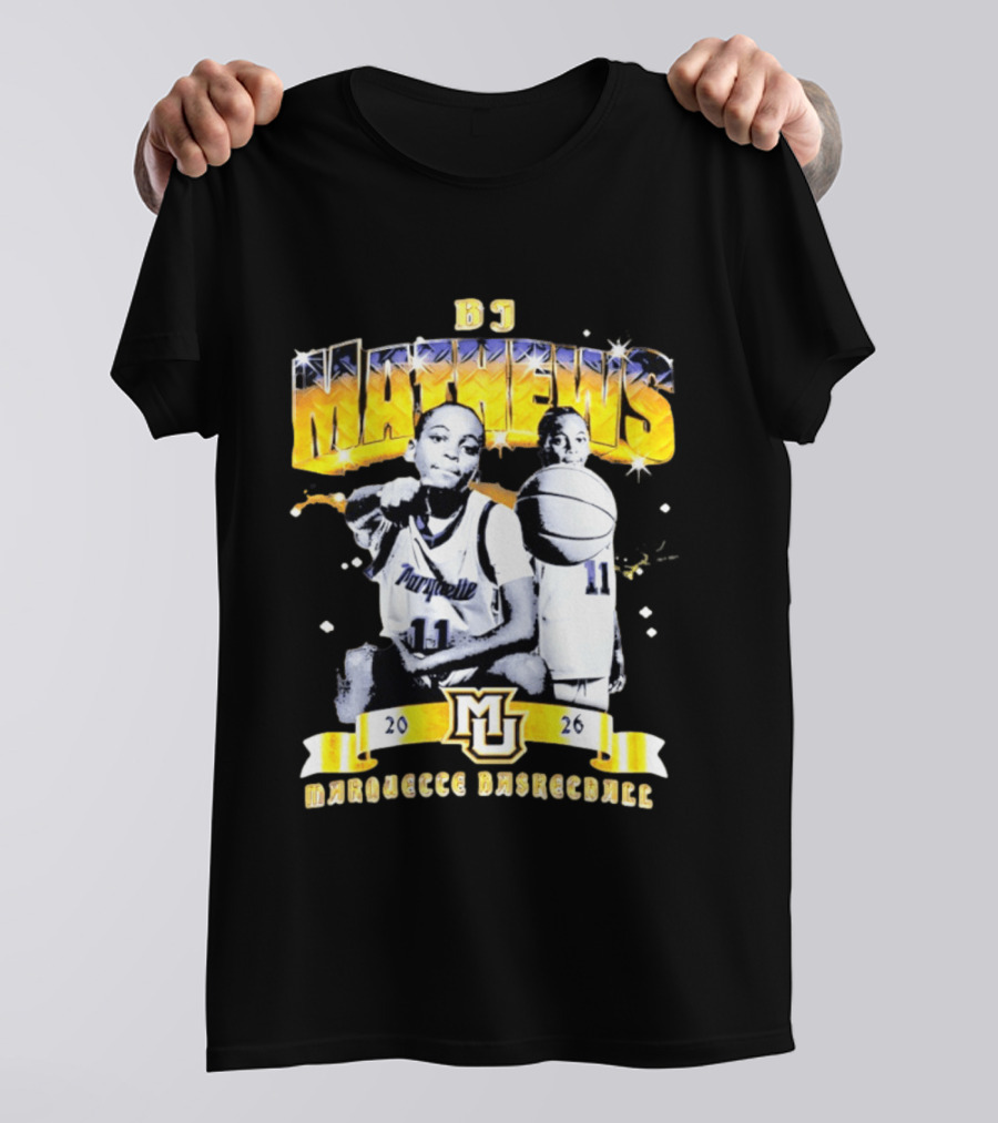BJ Mathews Marquette Golden Eagles Basketball 2026 MJ 11 T-Shirt