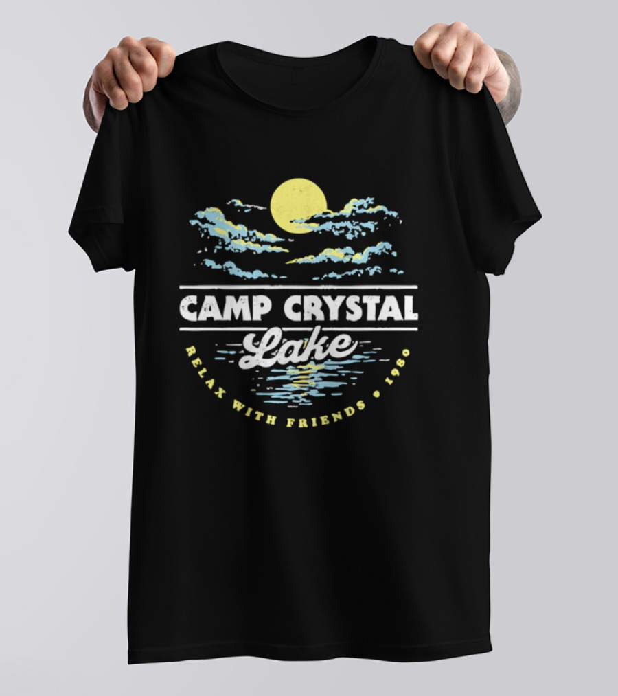 Camp Crystal Lake Relax With Friends 1980 Moon Clouds T-Shirt