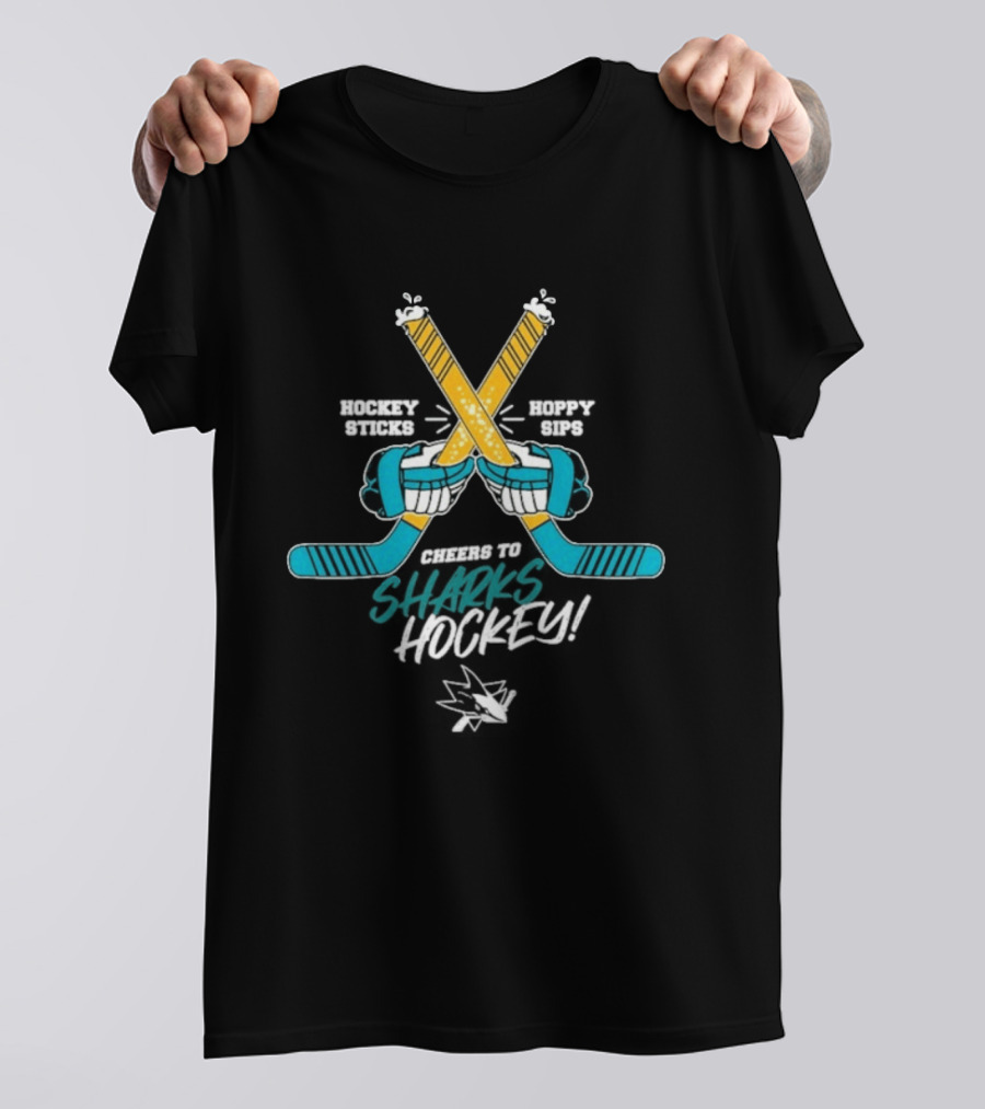 Cheers To San Jose Sharks Beer Hoppy Sips Hockey Sticks T-Shirt