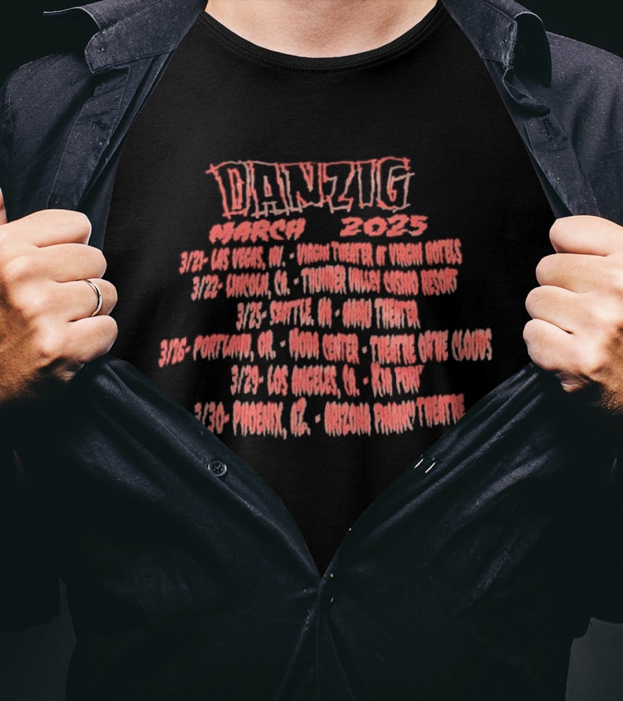Danzig March 2025 Tour Dates And Locations T-Shirt
