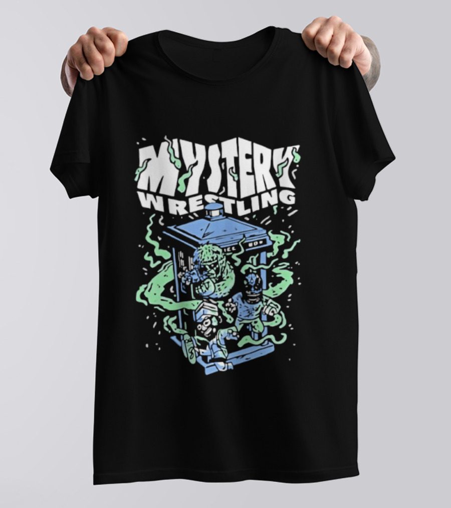 Mystery Wrestling Dr Who Boxing Tardis Green Monster Match T-Shirt