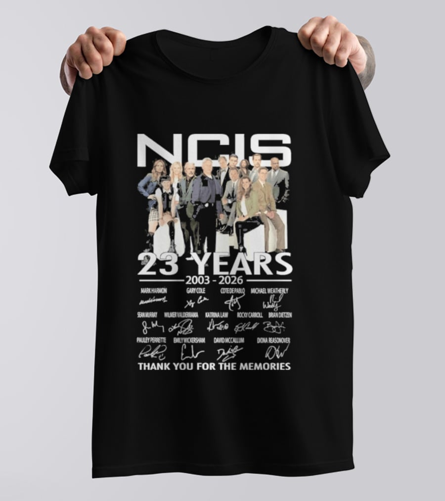 NCIS 23 Years 2003 2026 All Cast Members Autographed Thank You For The Memories T-Shirt
