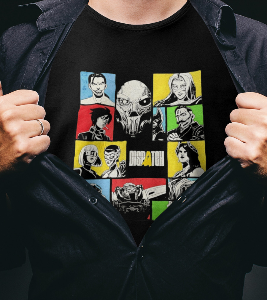 Dispatch Comic Style Characters In Vibrant Color Blocks T-Shirt