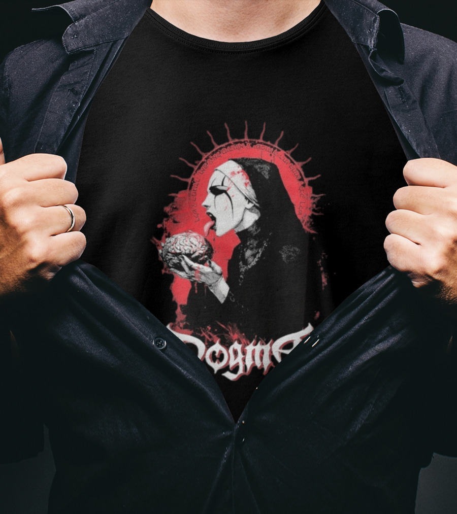 Dogma Brain Gothic Nun With Red Halo And Brain T-Shirt