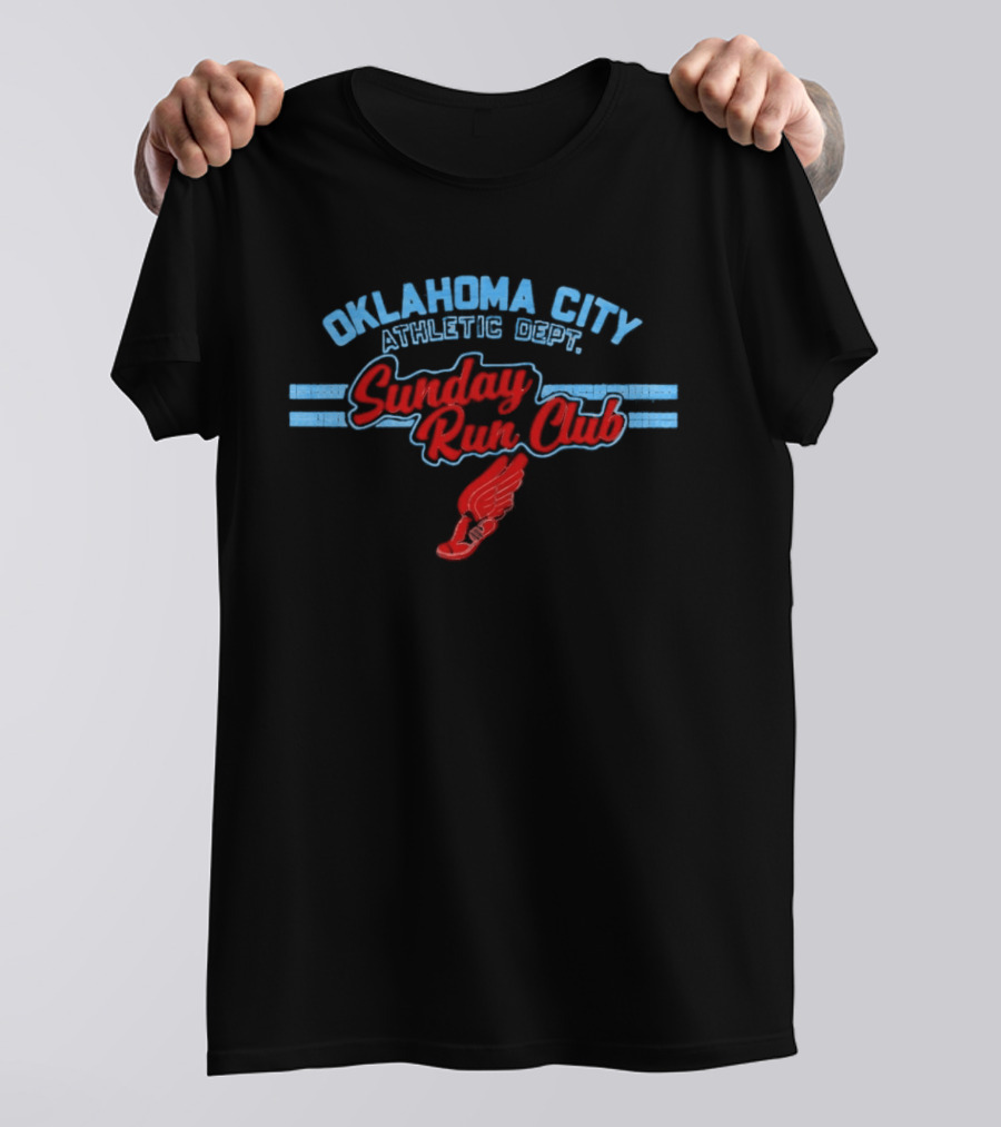Oklahoma City Athletic Dept Sunday Run Club Winged Shoe T-Shirt