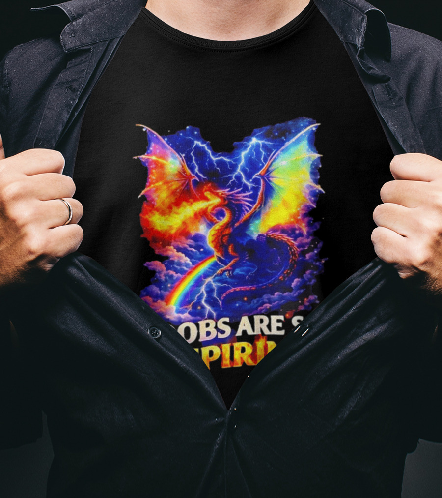Boobs Are So Inspiring Dragon Rainbow Storm Fantasy T-Shirt