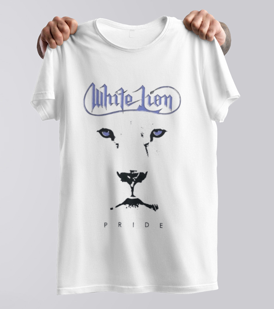 White Lion Pride Blue Eyes Fierce Expression T-Shirt