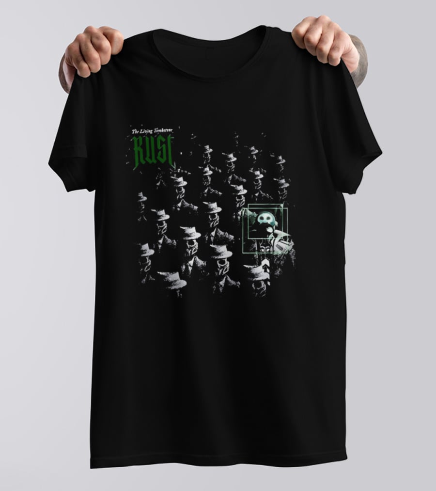 Rust The Living Tombstone Neon Green Glitch Skull Pixelated Music T-Shirt