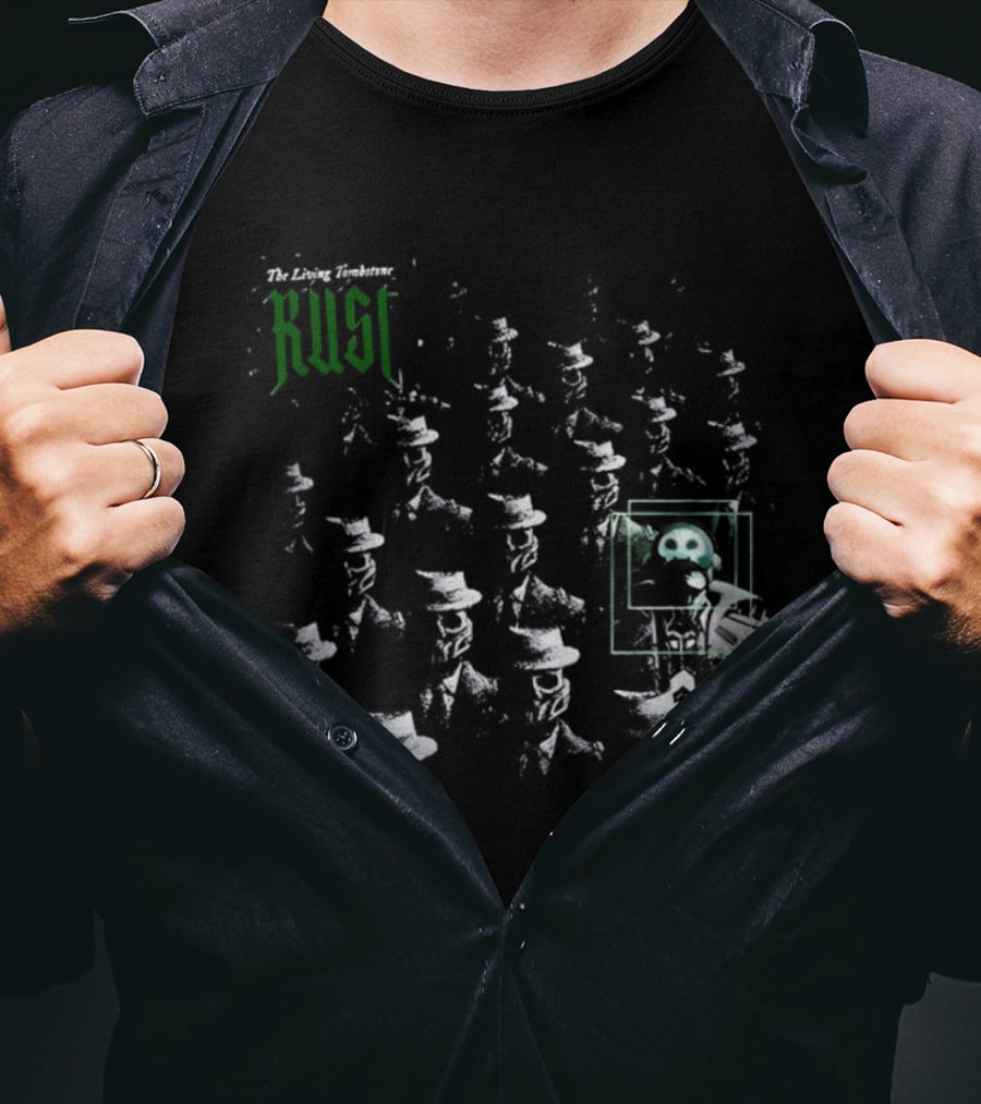 Rust The Living Tombstone Neon Green Glitch Skull Pixelated Music T-Shirt