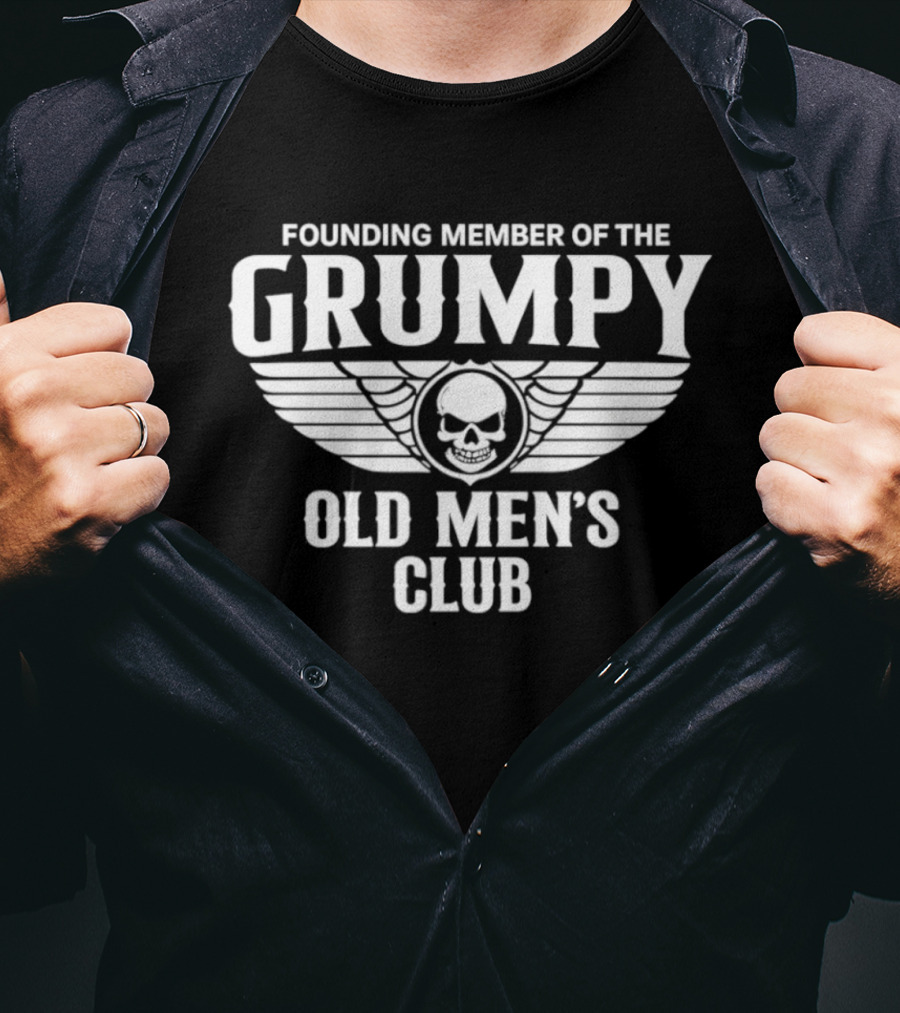 Founding Member Grumpy Old Men's Club Skull Wings T-Shirt