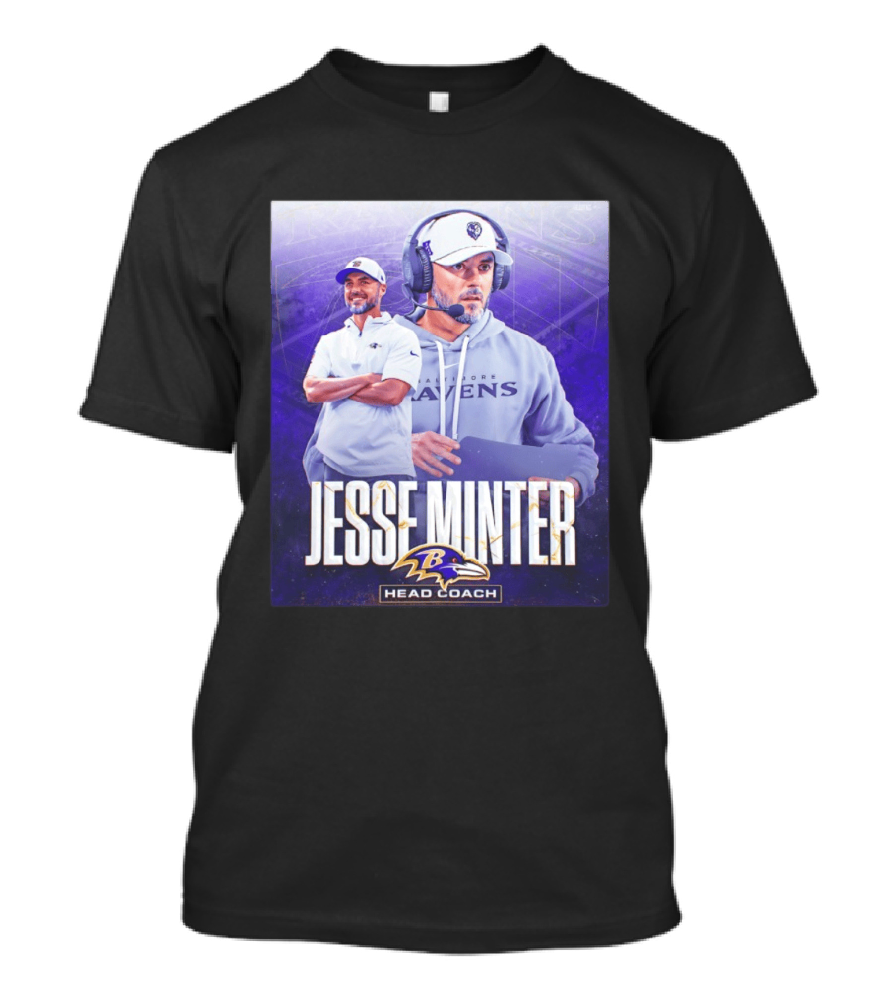 Jesse Minter Baltimore Ravens Head Coach NFL Ravens Logo Sports T-Shirt