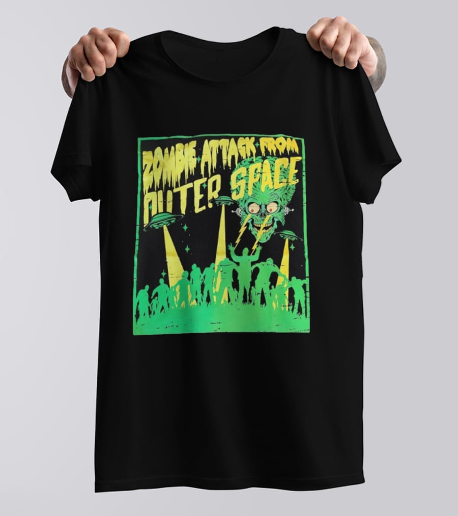 Zombie Attack From Outer Space UFO Alien Invasion T-Shirt