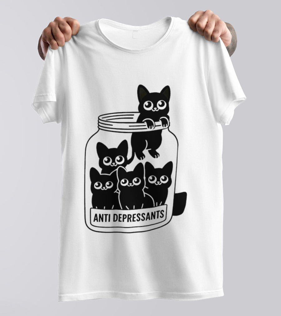 Anti Depressants Cat Jar With Cute Kittens T-Shirt