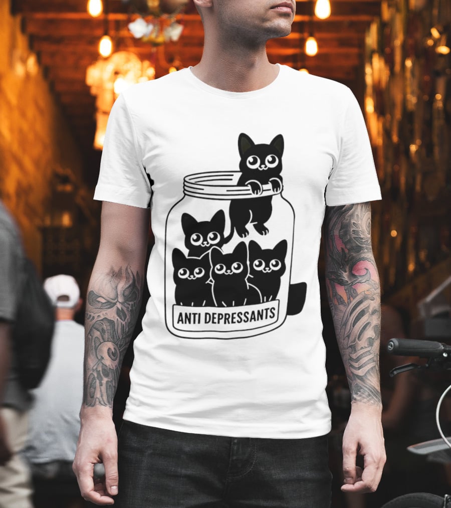 Anti Depressants Cat Jar With Cute Kittens T-Shirt