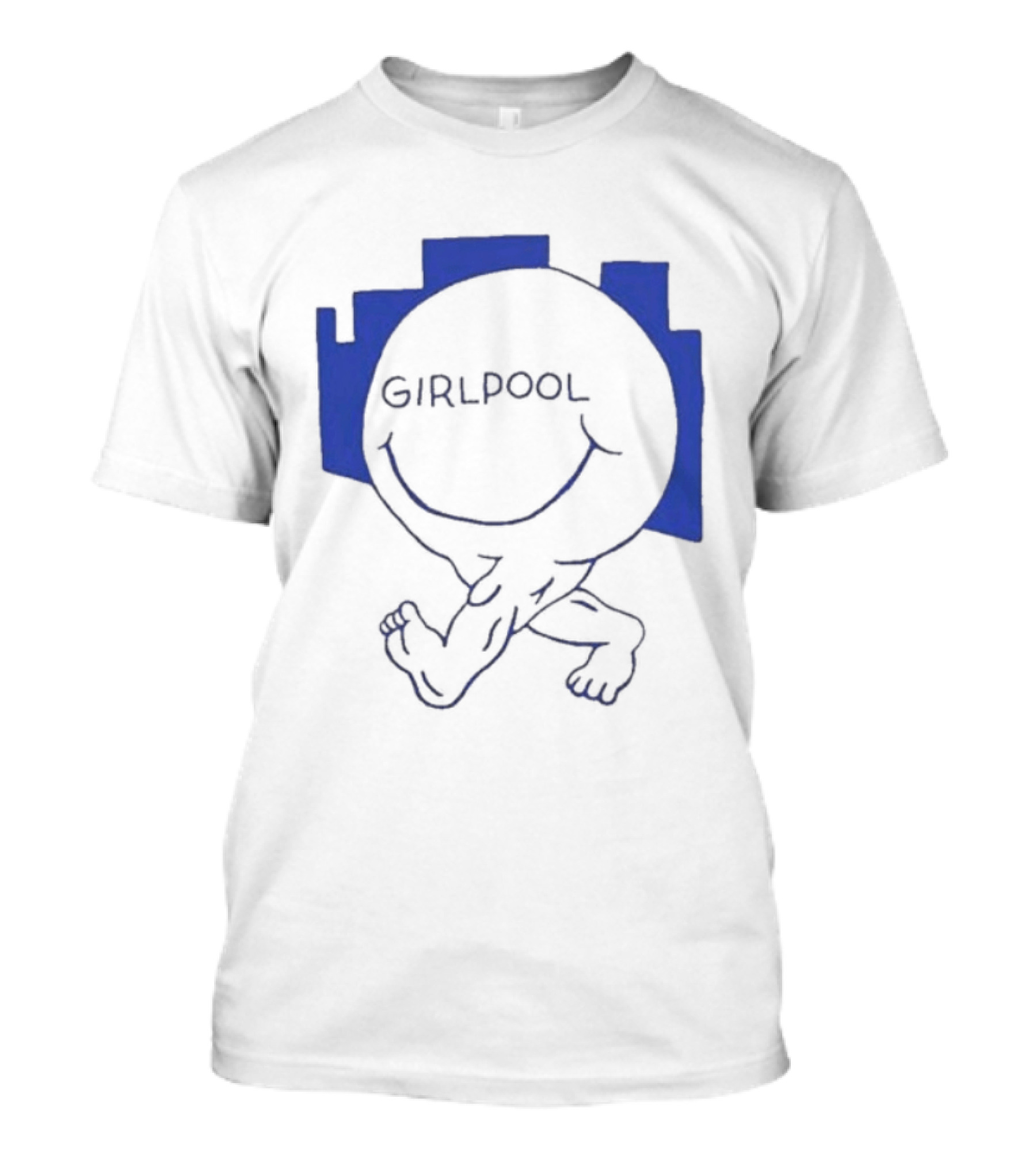 GIRLPOOL Happy Face Blue Smiling T-Shirt