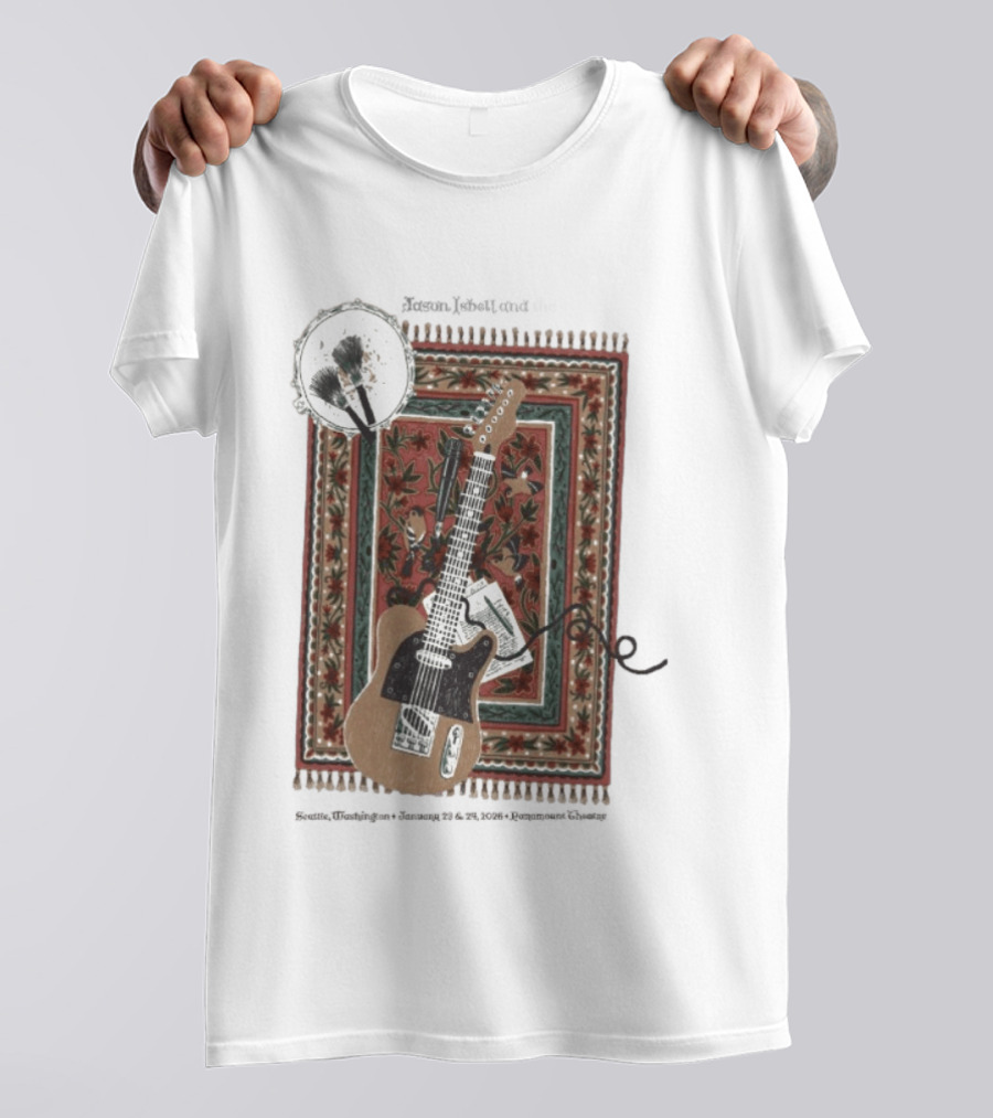 Jason Isbell And The 400 Unit Jan 22 23 Seattle WA Tour Guitar T-Shirt