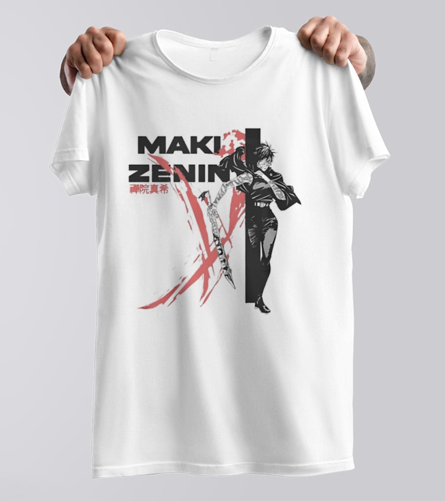 Maki Zenin Jujutsu Kaisen Anime Red Brush T-Shirt