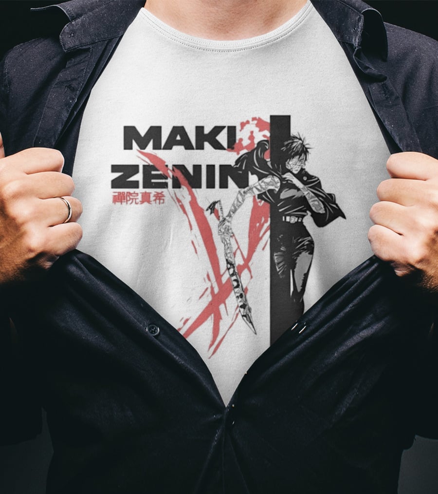 Maki Zenin Jujutsu Kaisen Anime Red Brush T-Shirt