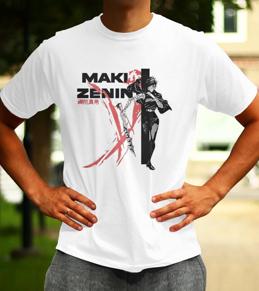 Maki Zenin Jujutsu Kaisen Anime Red Brush T-Shirt