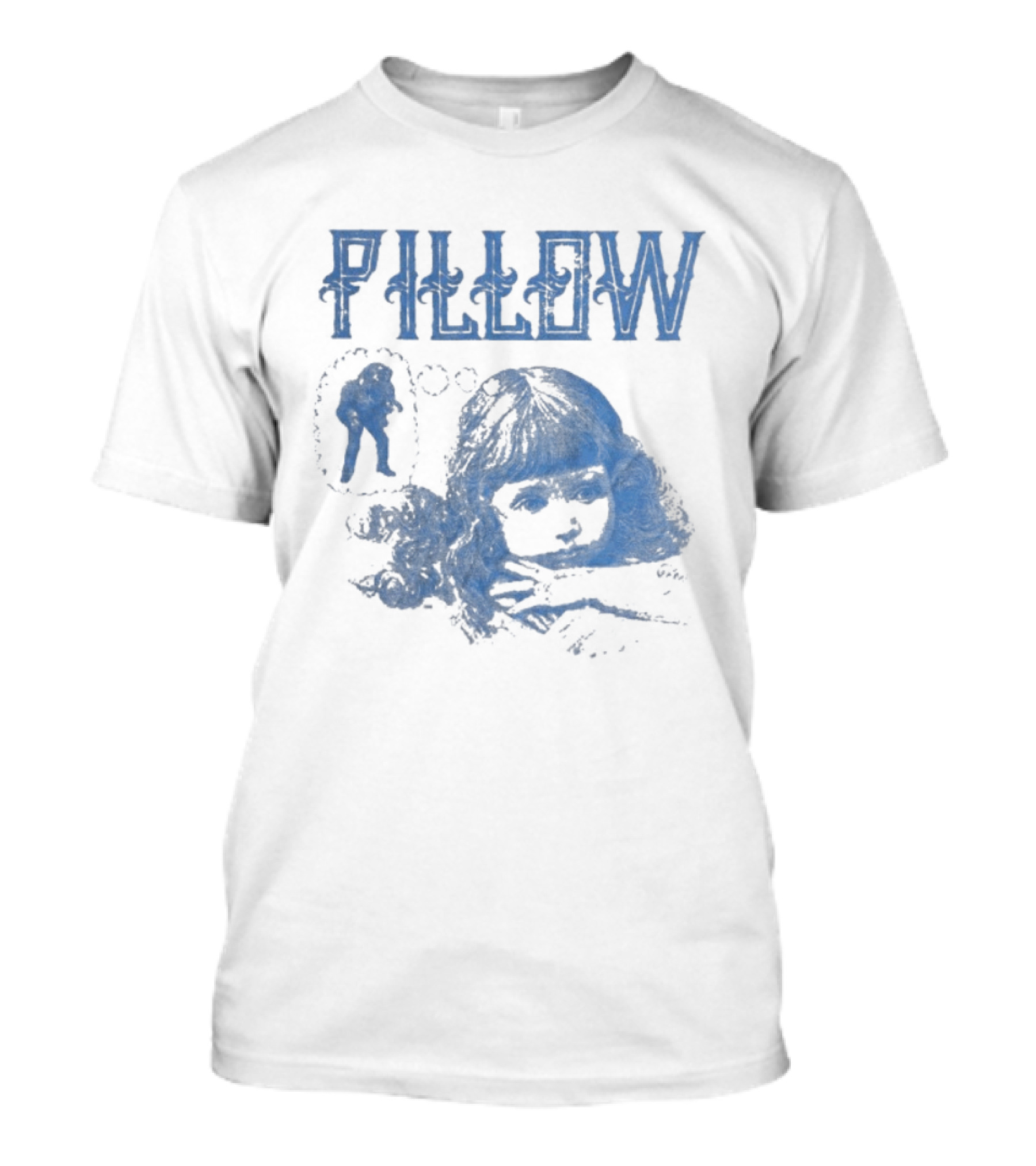 Pillow Papa Sleeping Man Vintage Blue T-Shirt