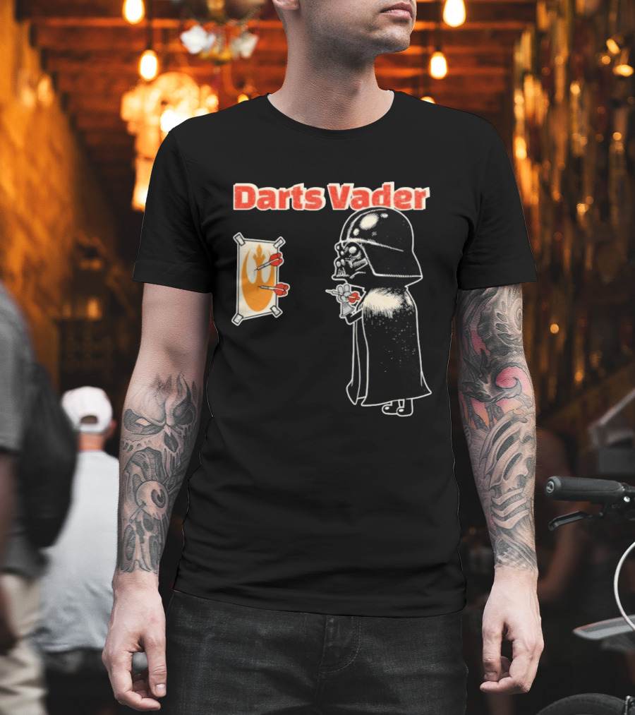 Darts Vader Playing Targets With Iconic Galactic Dartboard Opponent T-Shirt