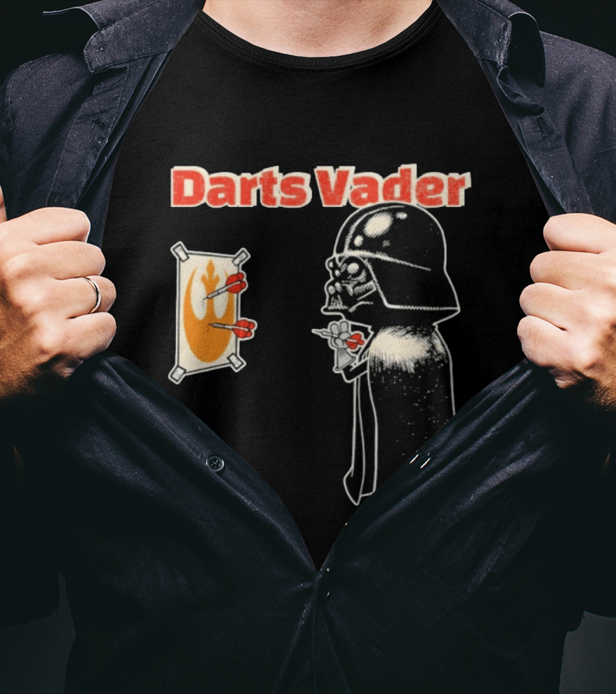Darts Vader Playing Targets With Iconic Galactic Dartboard Opponent T-Shirt