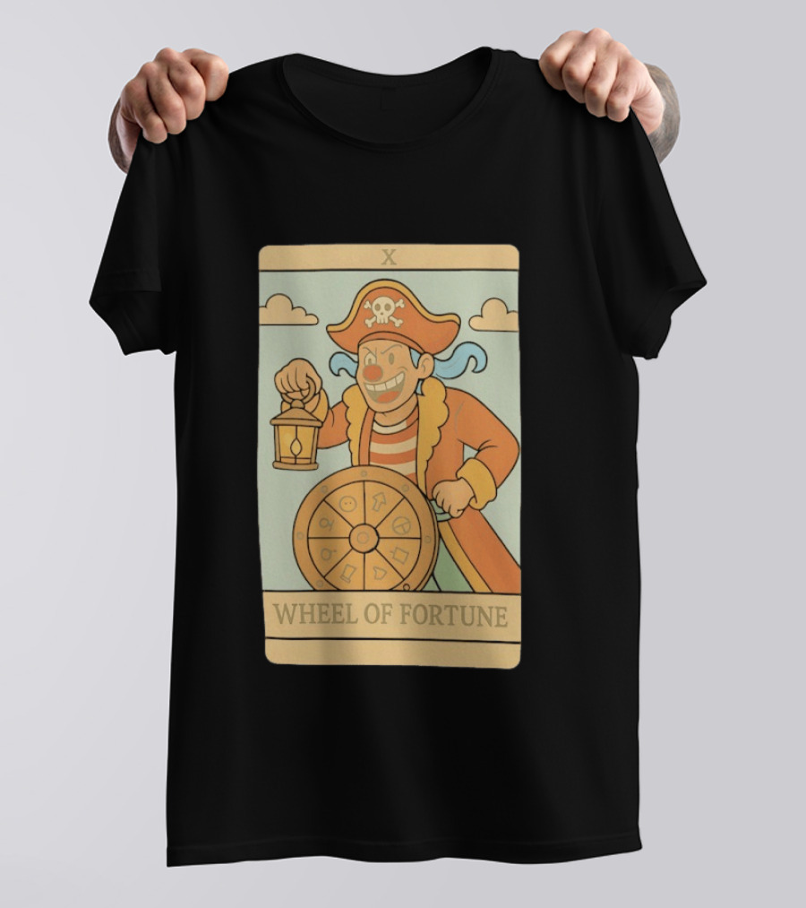 Wheel Of Fortune Tarot Card Pirate Clown Lantern Fortune Wheel T-Shirt
