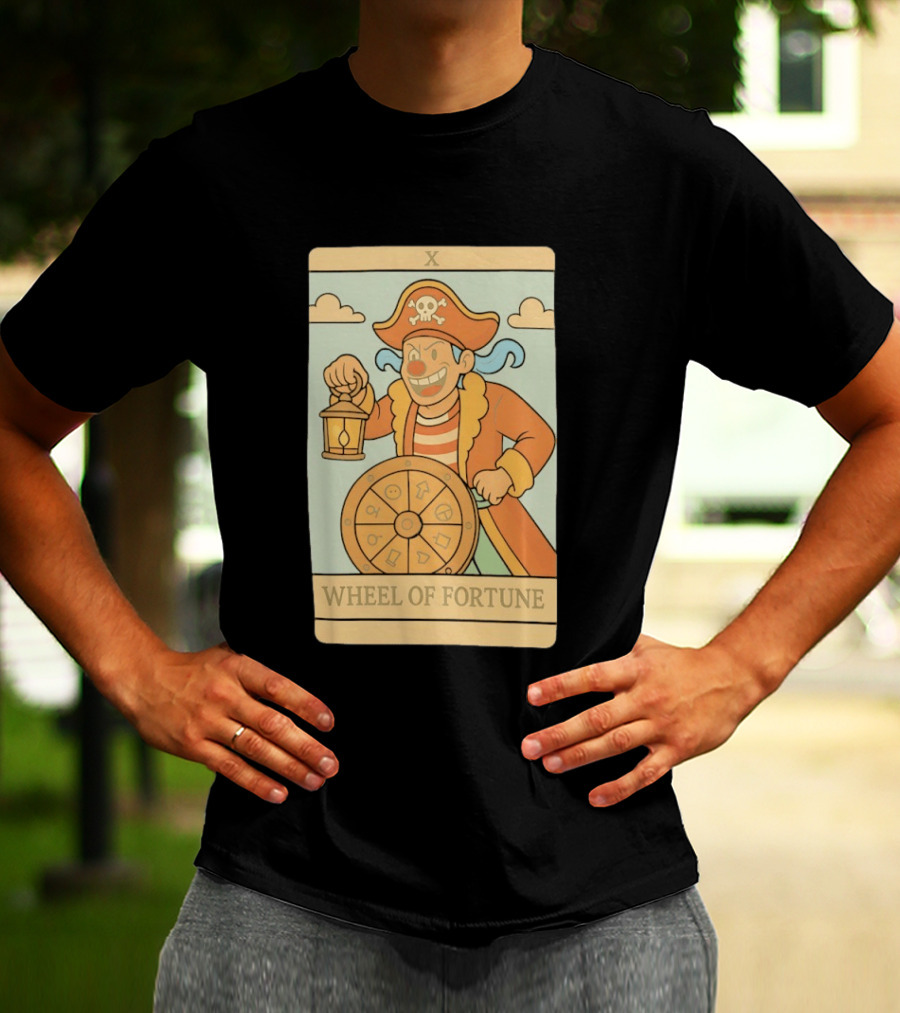 Wheel Of Fortune Tarot Card Pirate Clown Lantern Fortune Wheel T-Shirt