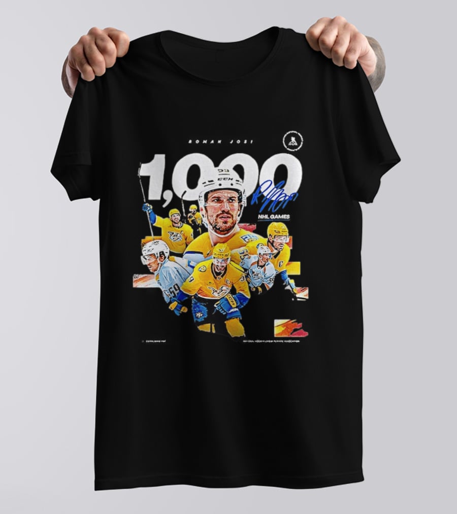 Nashville Predators Roman Josi 1000 NHL Games Celebration T-Shirt