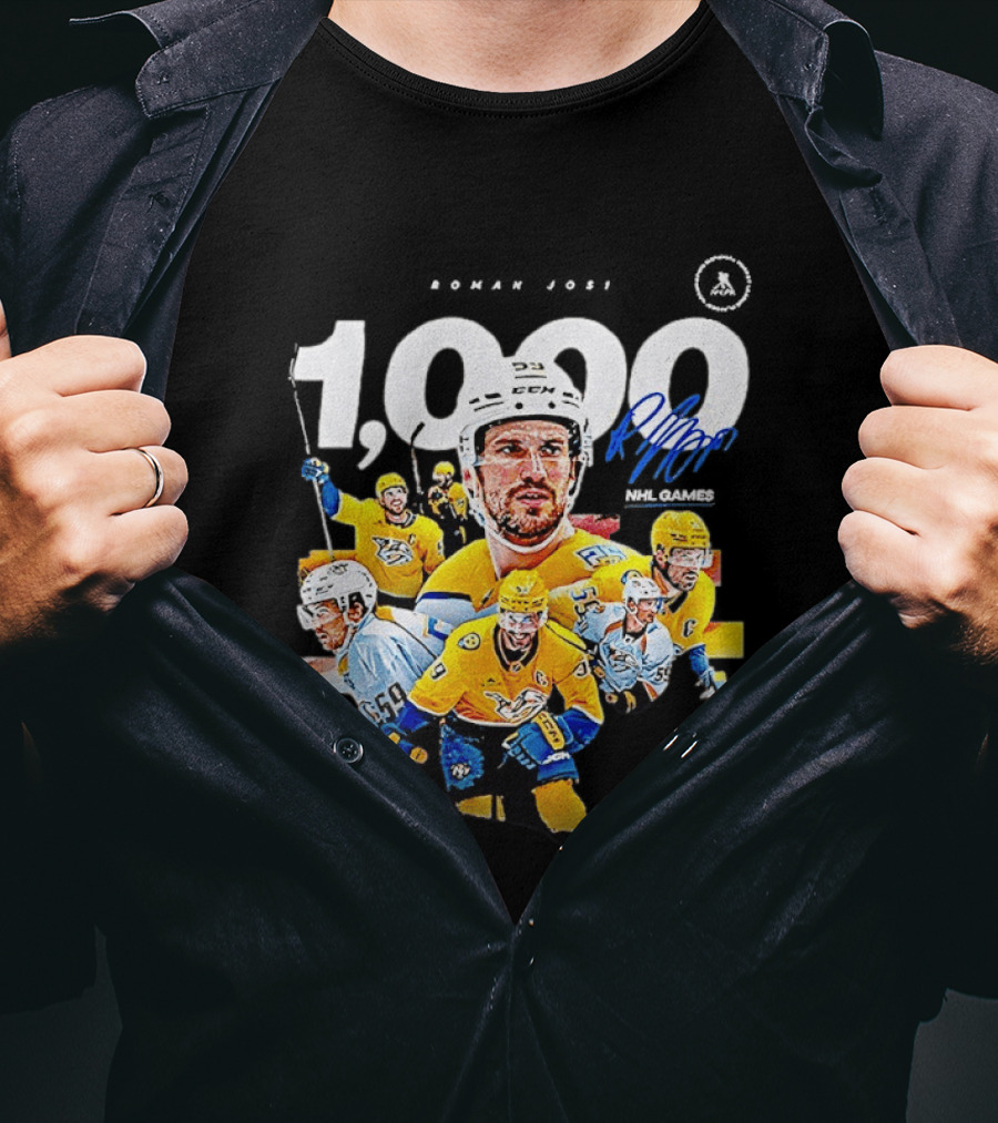 Nashville Predators Roman Josi 1000 NHL Games Celebration T-Shirt