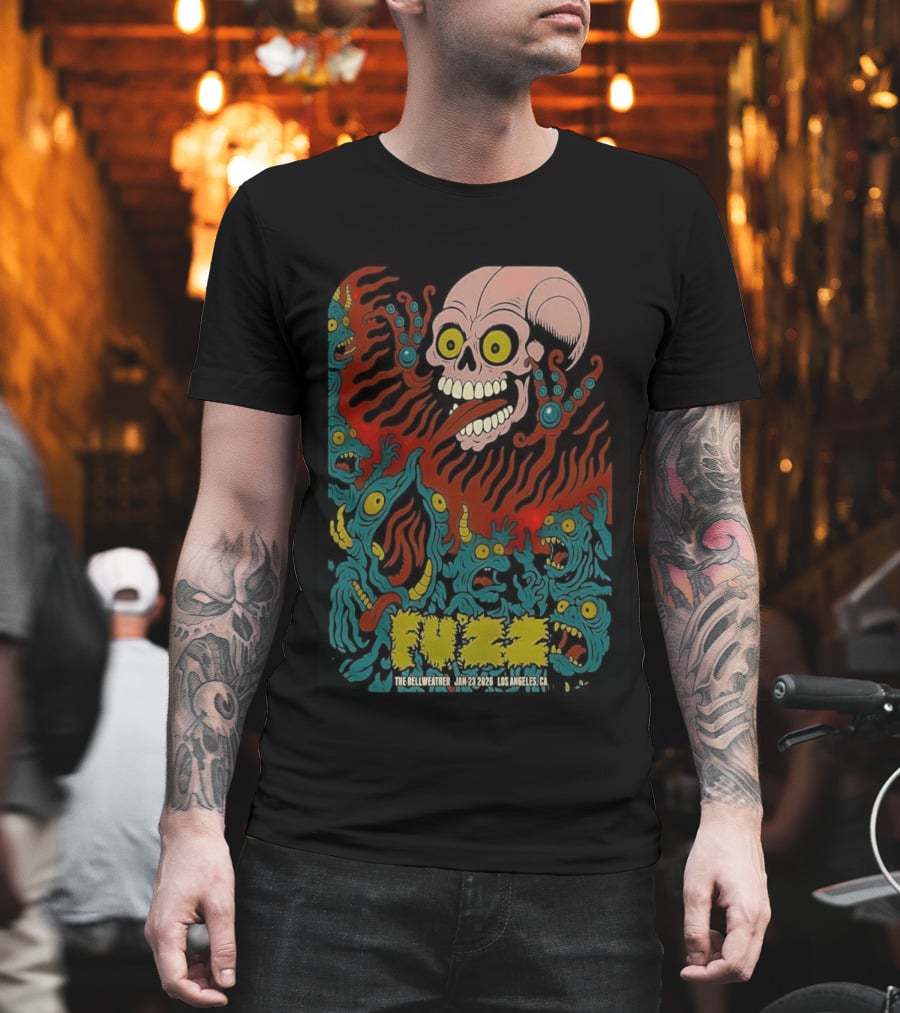Fuzz Tour Skull Monster Art Los Angeles CA Jan 23 2026 T-Shirt