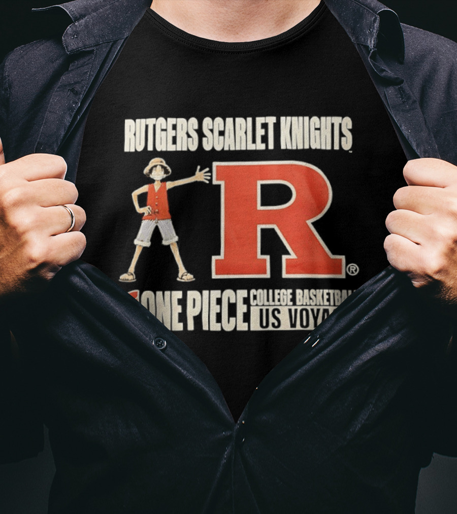Rutgers Scarlet Knights Luffy One Piece College Basketball US Voyage T-Shirt