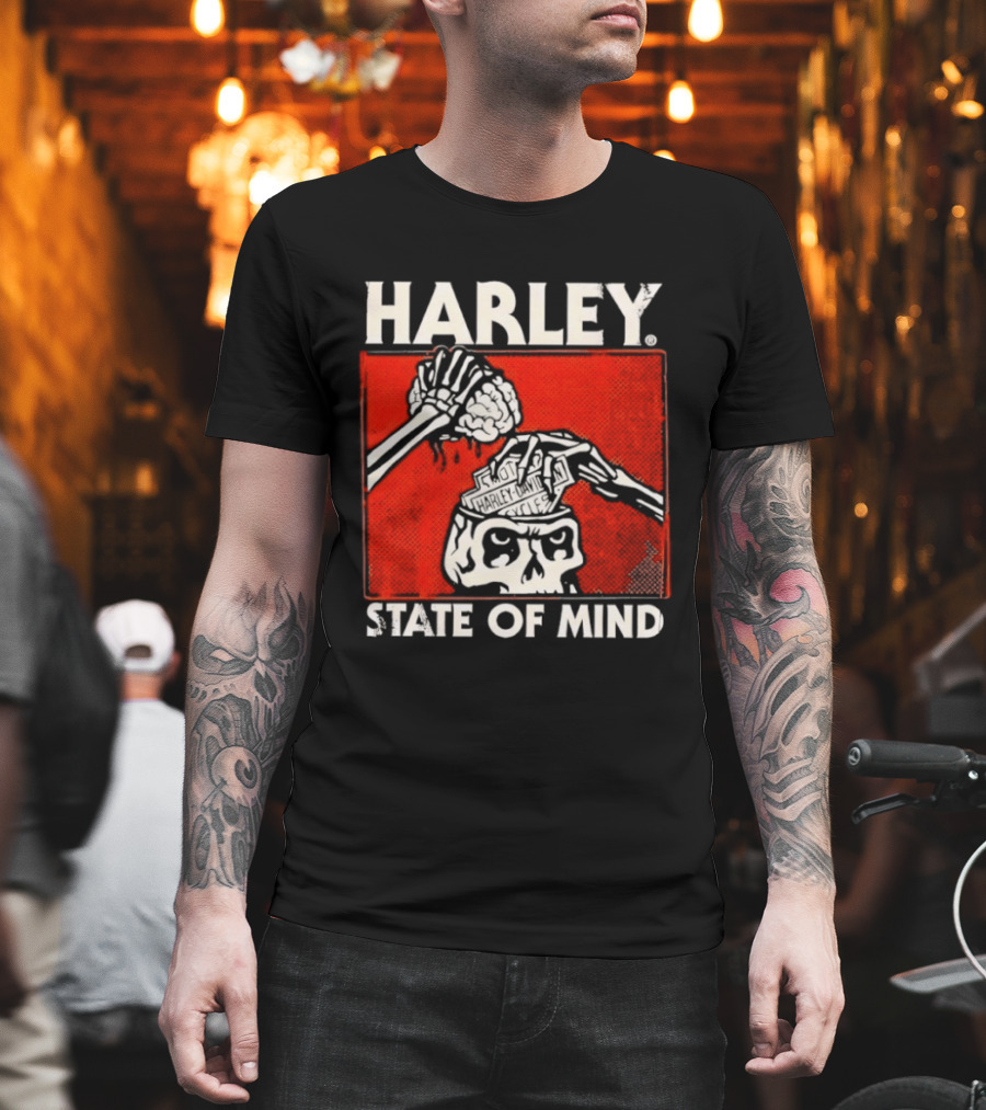 Harley Davidson State Of Mind Skull Skeleton Brain T-Shirt