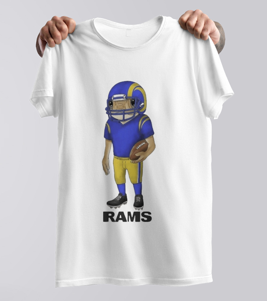Bad Bunny Los Angeles Rams Football Character With Concho Helmet T-Shirt