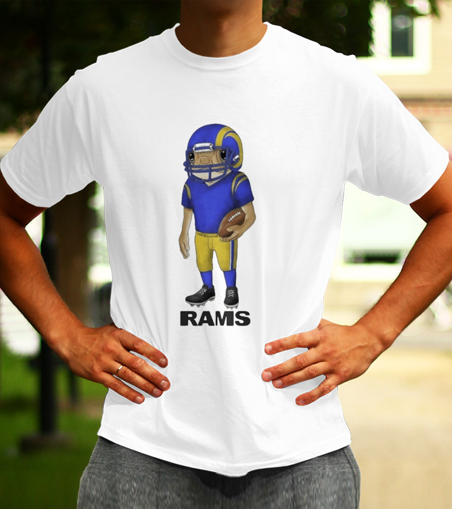 Bad Bunny Los Angeles Rams Football Character With Concho Helmet T-Shirt