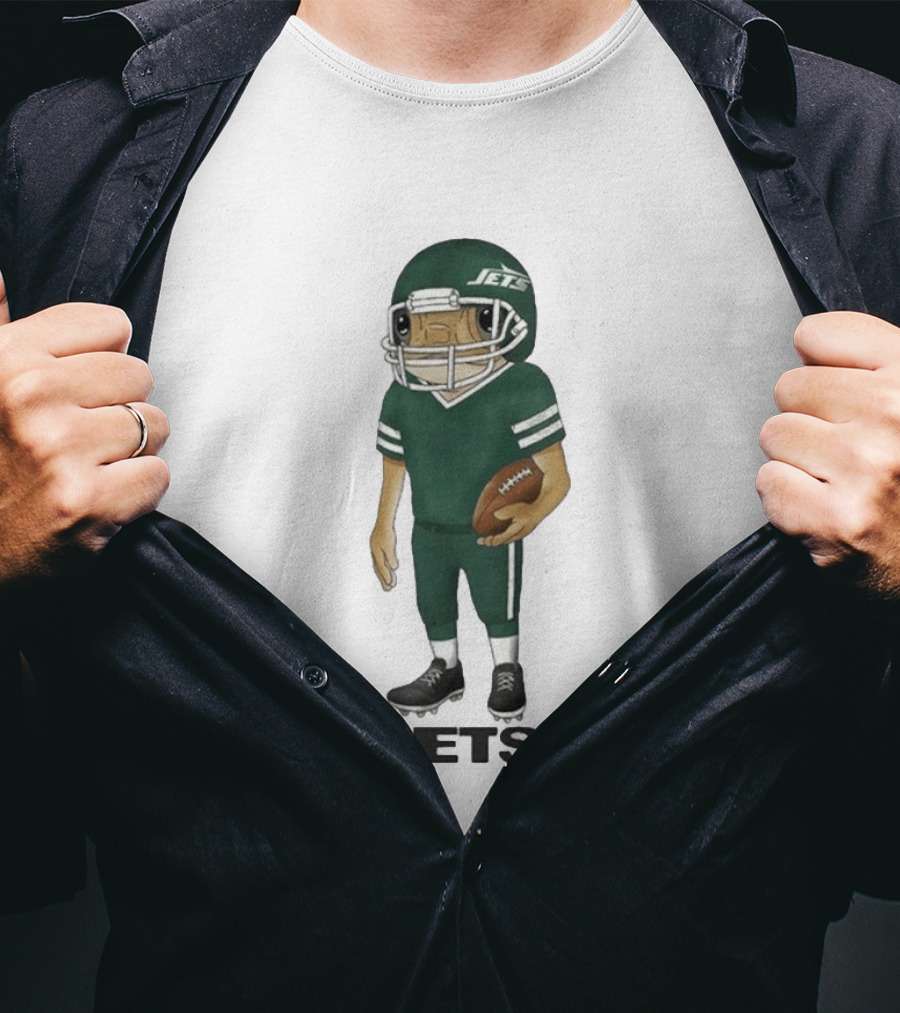 Bad Bunny New York Jets Cartoon Football Player T-Shirt