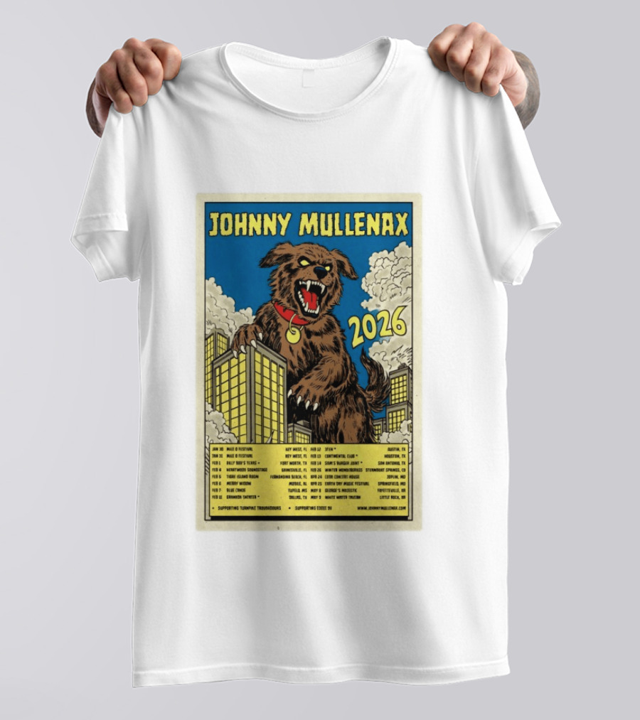 Johnny Mullenax 2026 Tour Monster Austin Key West Houston Jacksonville San Diego Savannah Springfield Sutton T-Shirt