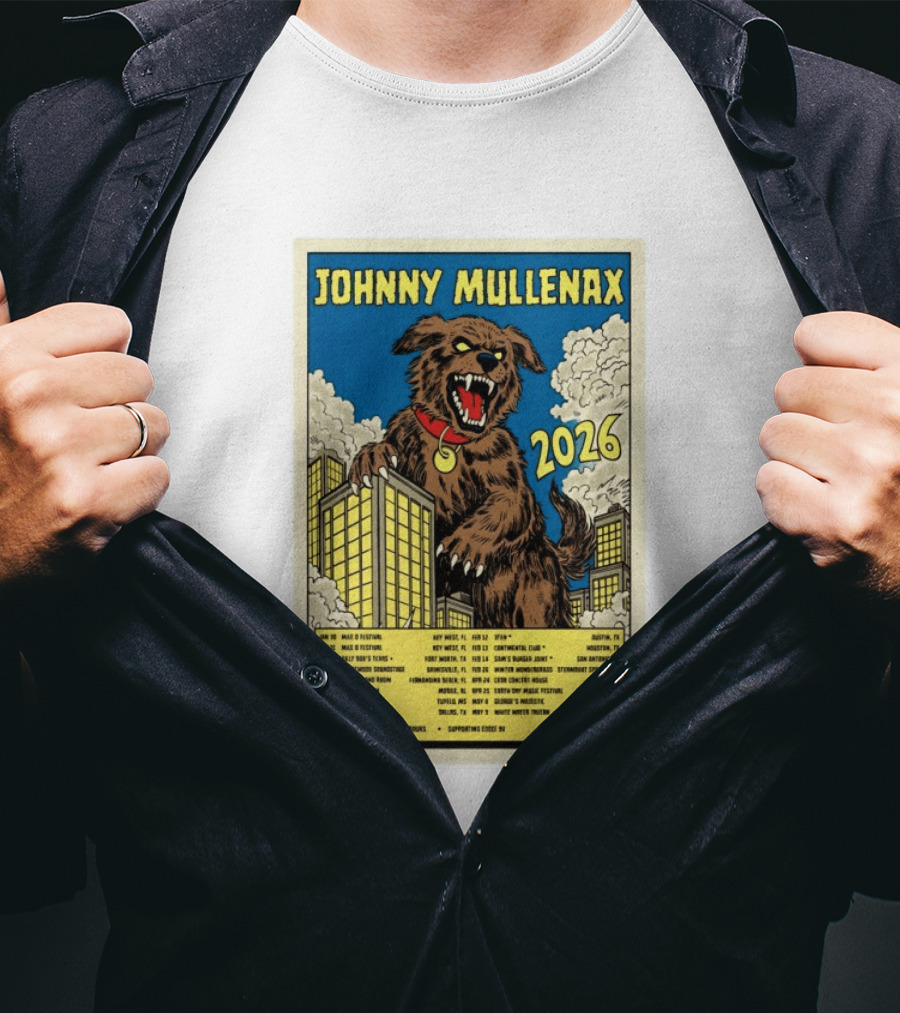 Johnny Mullenax 2026 Tour Monster Austin Key West Houston Jacksonville San Diego Savannah Springfield Sutton T-Shirt