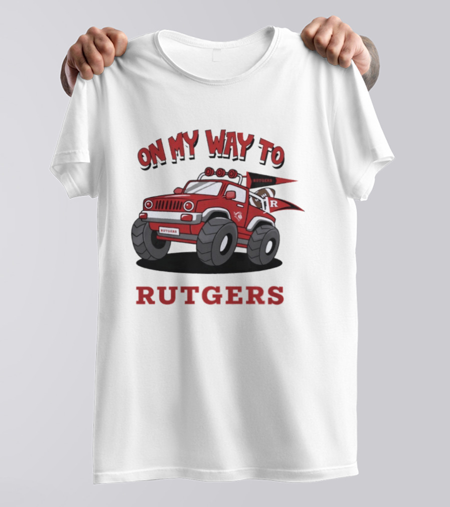 Rutgers Scarlet Knights On My Way To Rutgers Jeep Flags T-Shirt