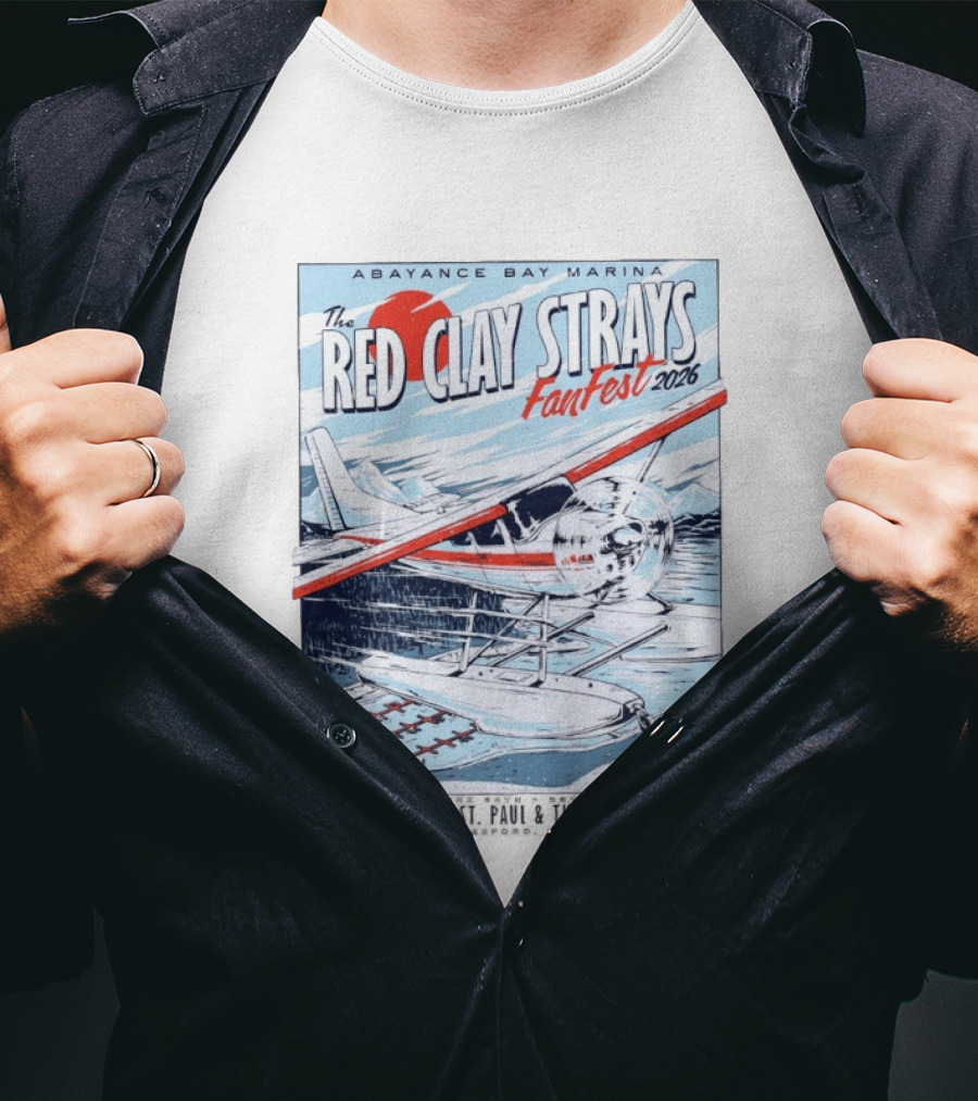 Abayance Bay Marina Red Clay Strays Fan Fest 2026 Rexford Montana Airplane Lake Scene T-Shirt