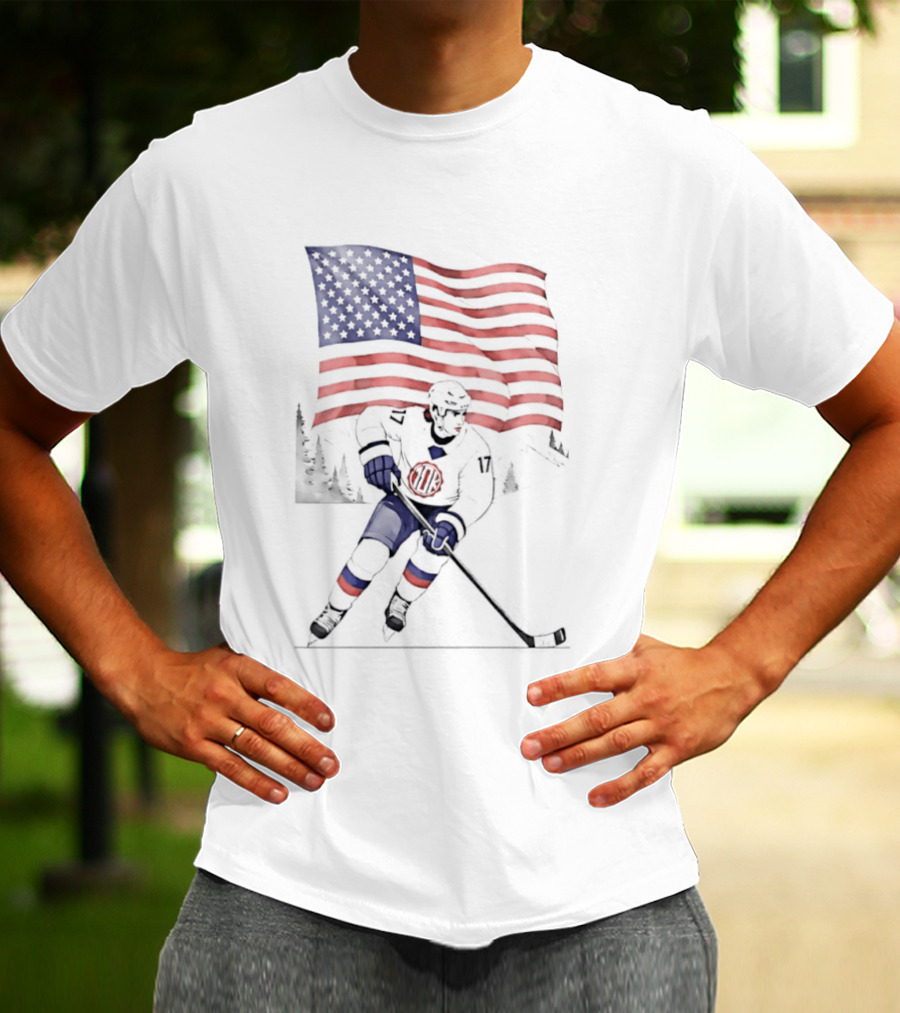 USA Hockey 10k Olympic American Flag Ski Team T-Shirt